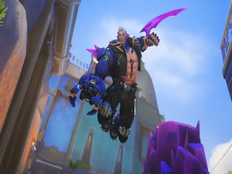 Hazard during his Violent Leap in Overwatch