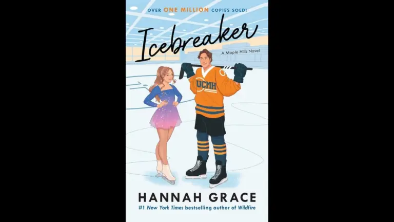 Cover of the book "Icebreaker" by Hannah Grace, featuring a male hockey player in a team jersey and a female figure skater in a pink dress, both on an ice rink.