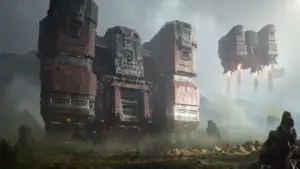 The Terran Barracks Landing in StarCraft during the Trailer