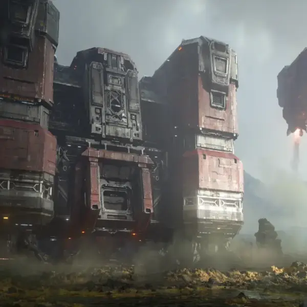 The Terran Barracks Landing in StarCraft during the Trailer