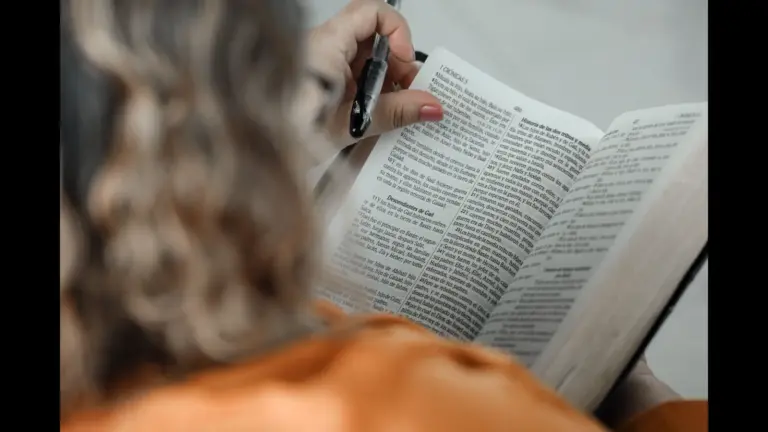 In Wednesday's daily devotional, a woman studies the Bible.