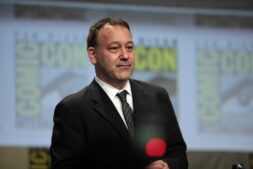 Producer Sam Raimi speaking at San Diego Comic-Con in 2014; Raimi is producing Every House Is Haunted