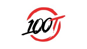 The 100 Thieves logo; the 100 Thieves AI merch controversy centers on an Old School RuneScape shirt