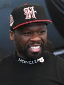 50 Cent at Barksdale Air Force Base in Louisiana in July 2024, before the 50 Cent Verizon feud over Starz