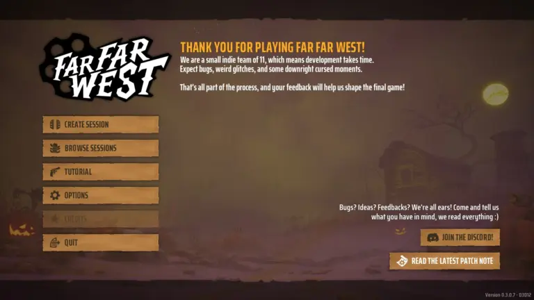 Far Far West title screen