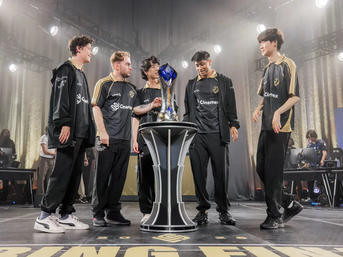 LYON celebrating an LCS title, one they missed before Worlds