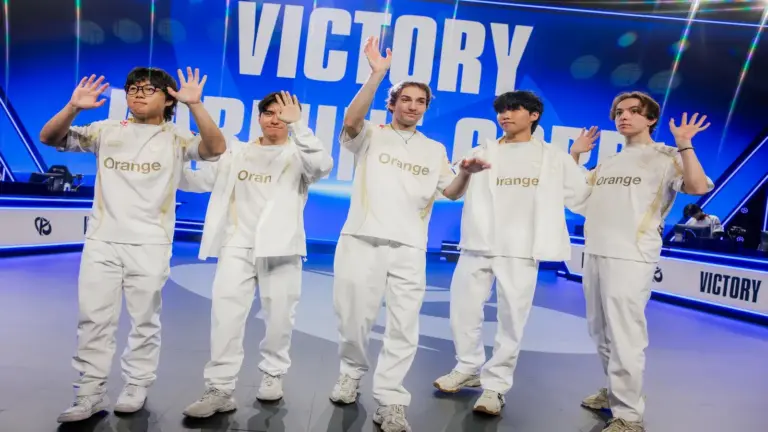 KC celebrating their win against MVK at Worlds 2026