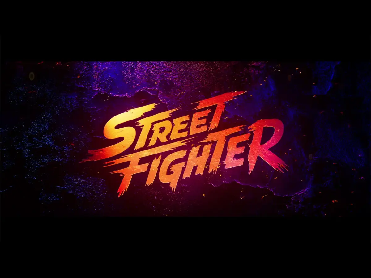 The Street Fighter title artwork. the words "Street Fighter" in orange font on black background.