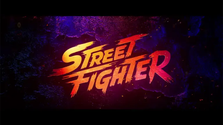 The Street Fighter title artwork. the words "Street Fighter" in orange font on black background.