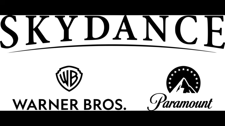 Skydance Merger News of Paramount + and Warner Brothers logo showing combined properties under the umbrella company name