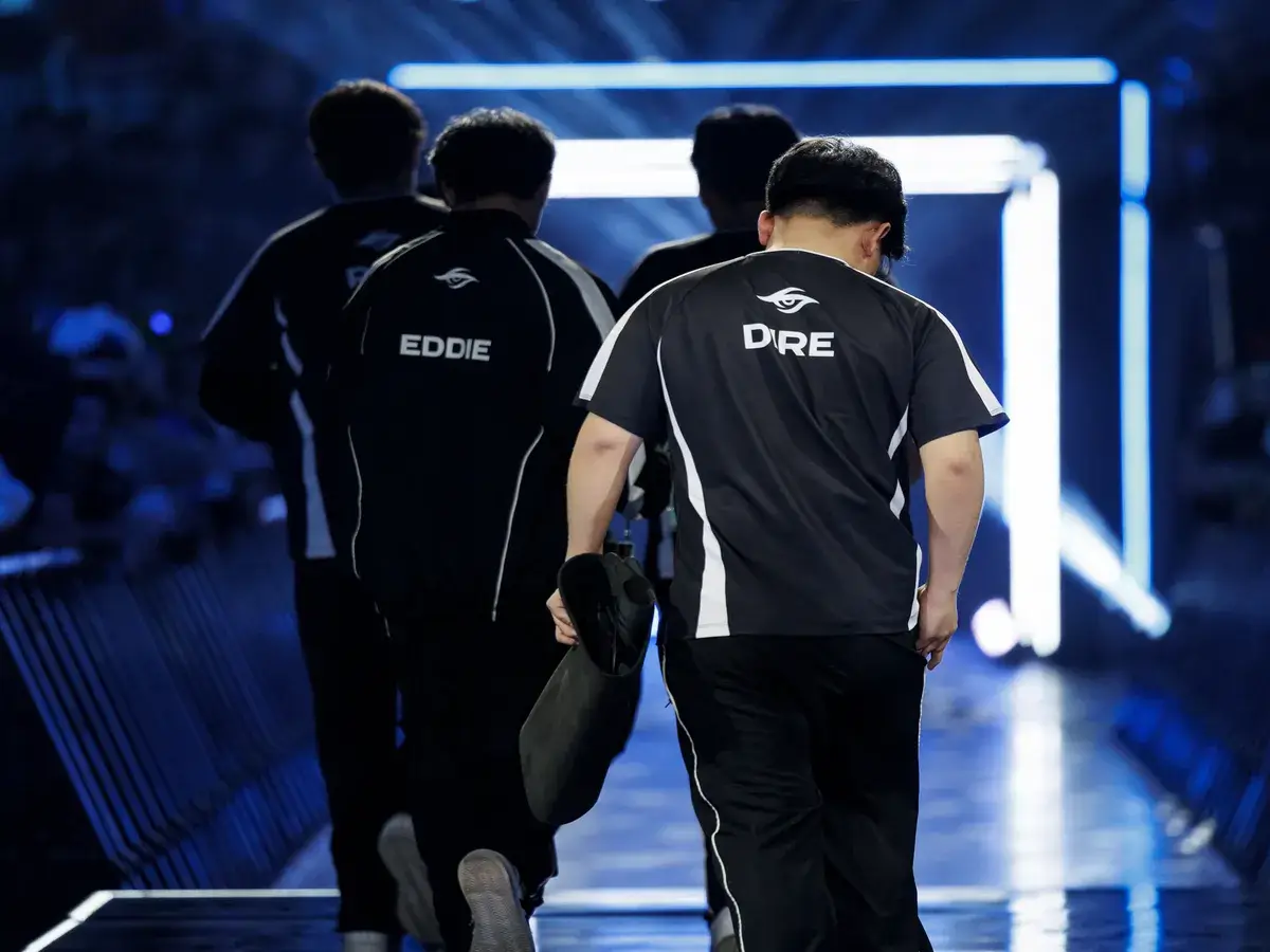 Team Secret Whales after being eliminated from the Worlds 2026 Swiss Stage