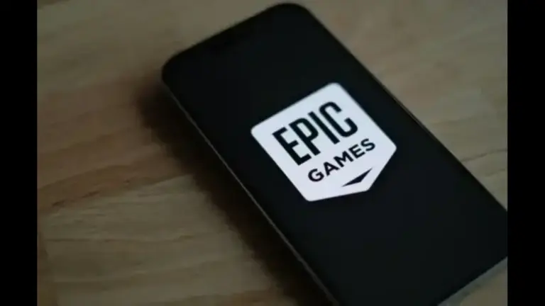 Epic Games logo on a phone.