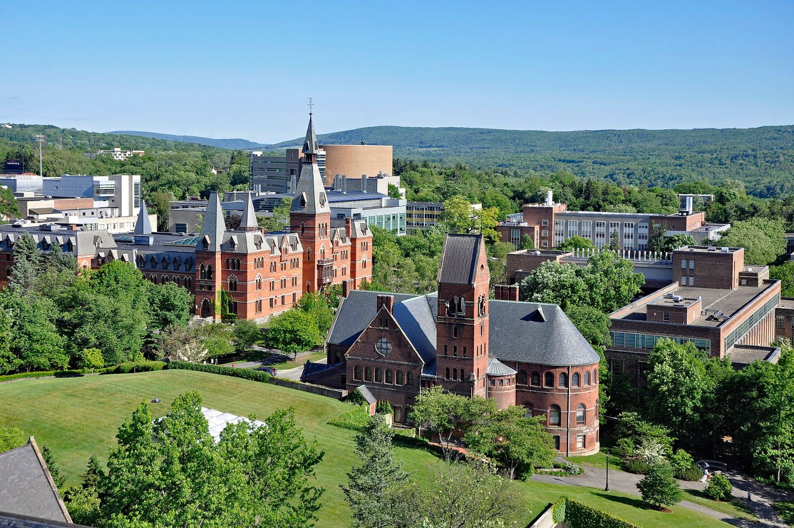 Cornell University campus in Ithaca, New York, center of the Cornell rape allegations case, seen looking south from McGraw Tower