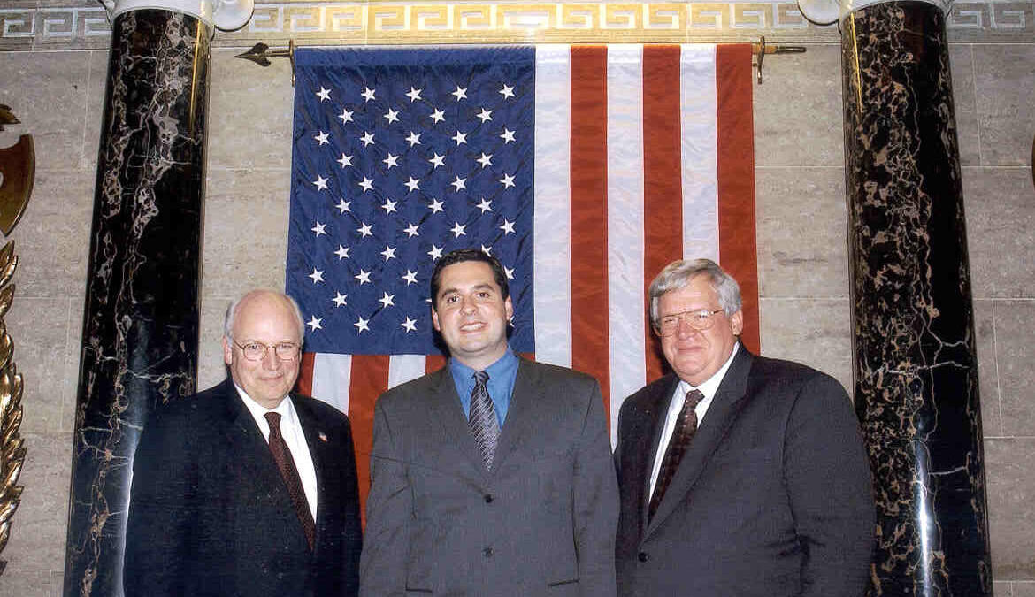 Dennis Hastert with Dick Cheney and Devin Nunes in an archival congressional photograph