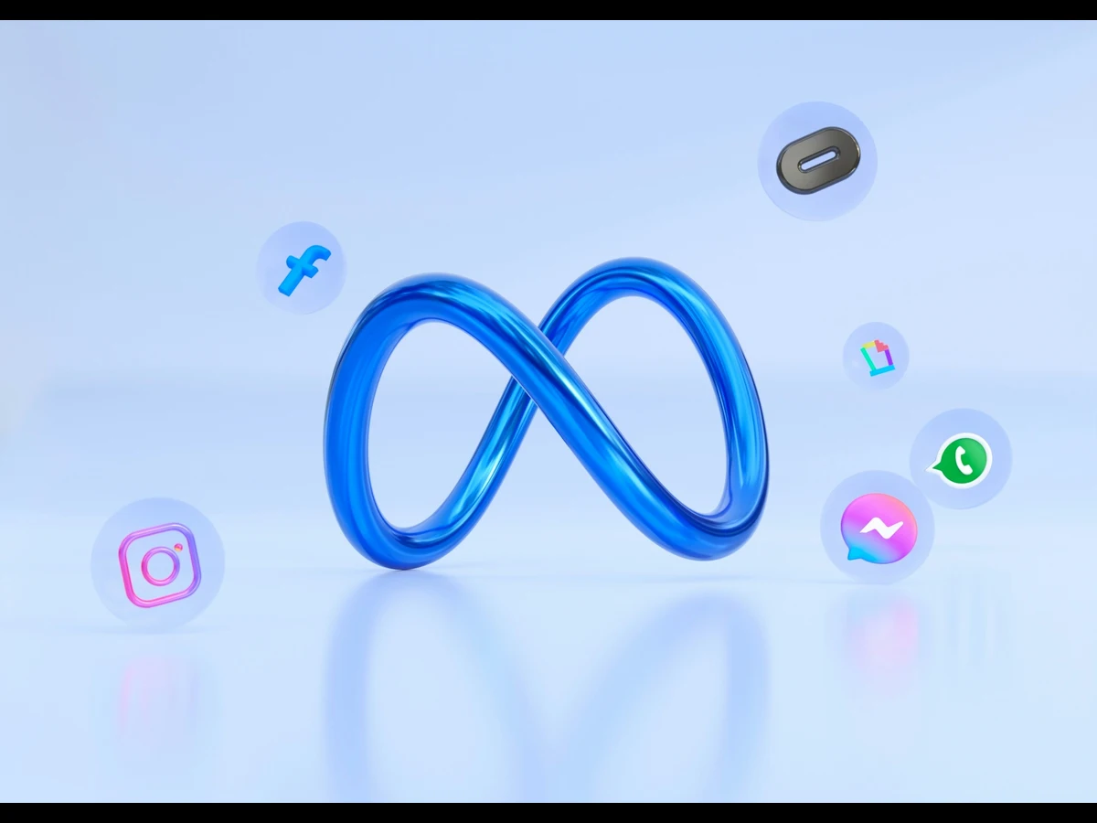 Meta Logo in the middle of other social media logos.