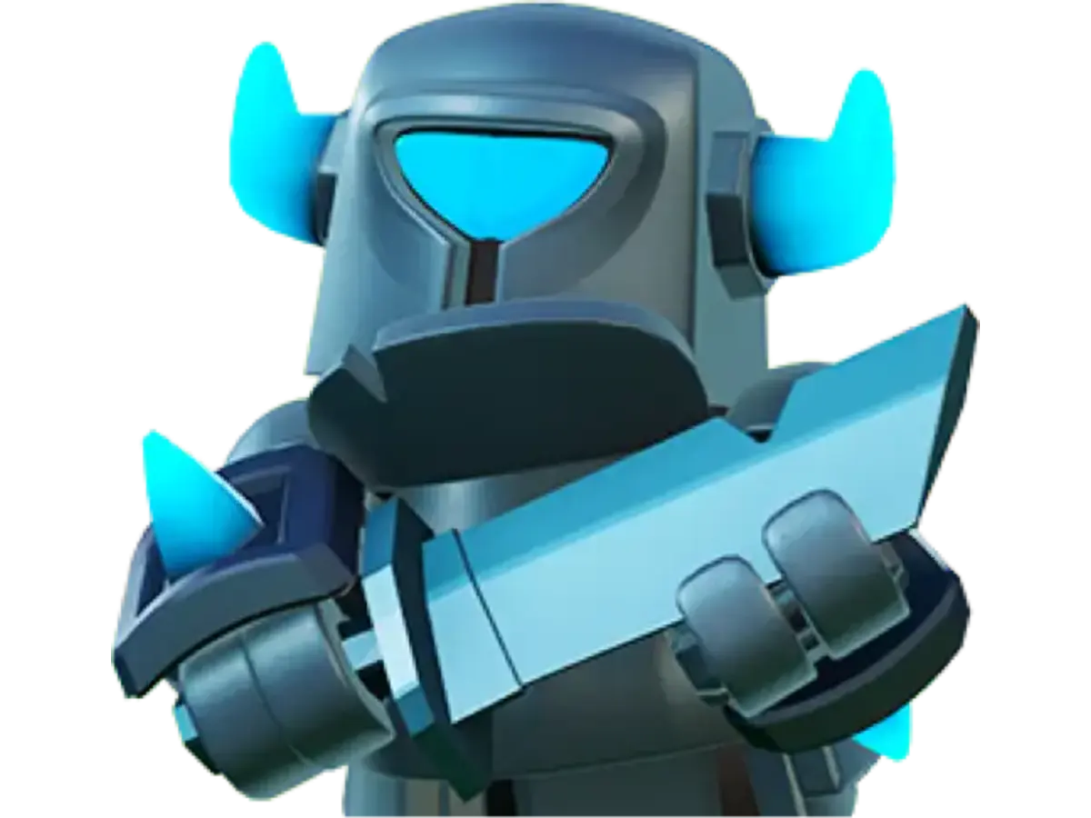 A character in armor and a sword from Clash Royale.