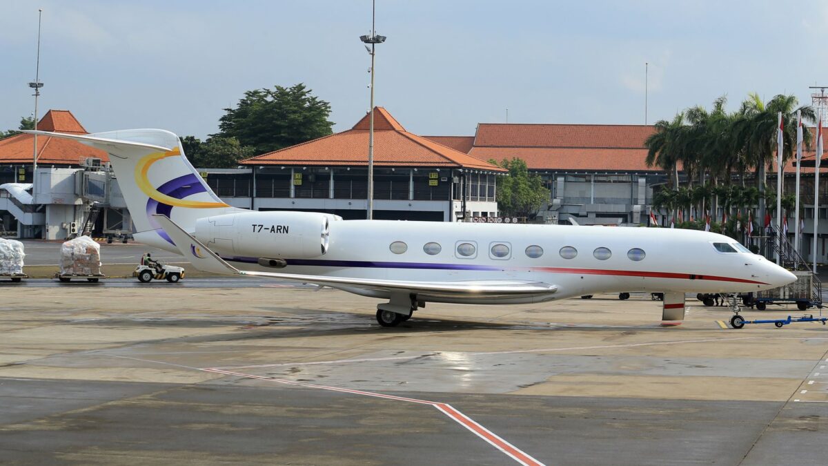 Gulfstream jet like the missing air ambulance on an airport ramp