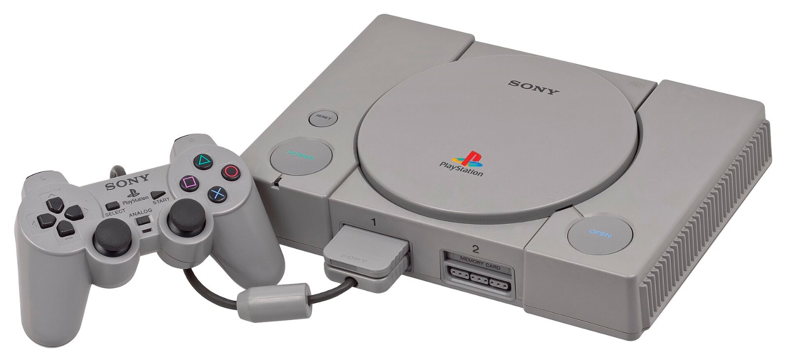The original Sony PlayStation console and controller, the system recreated by the LEGO PlayStation set that comes with the LEGO Astro Bot figure