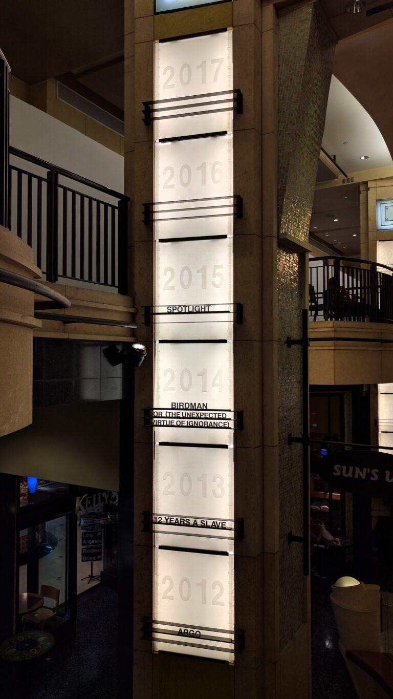 Pakistan Oscar submission: wall of Oscar-winning films at the Dolby Theatre