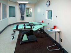 The lethal injection room at California's San Quentin State Prison, illustrating cases of prisoners who survived execution attempts