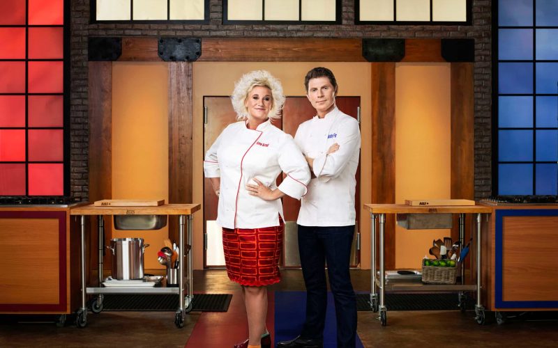 Bobby Flay and Anne Burrell courtesy of Food Network